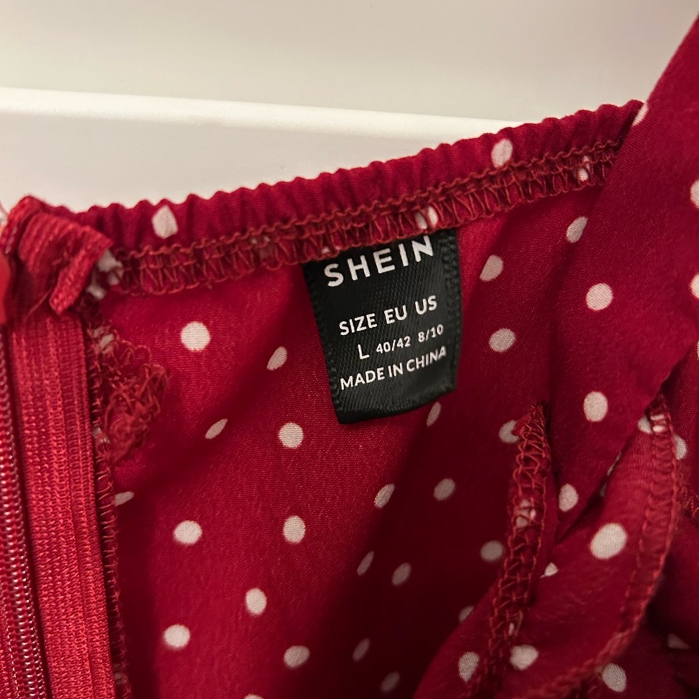 SHEIN Red With White Polka Dots Dress - Picture 3 of 11